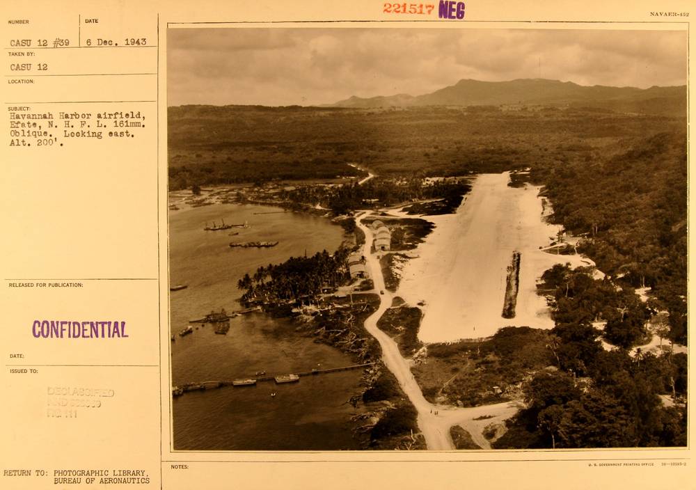 Original Bureau of Aeronautics photo record: Havannah Harbor airfield, Efate, 6 December 1943, taken by CASU 12